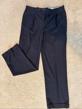 Geoffrey Beene Navy Pleated Dress Pants